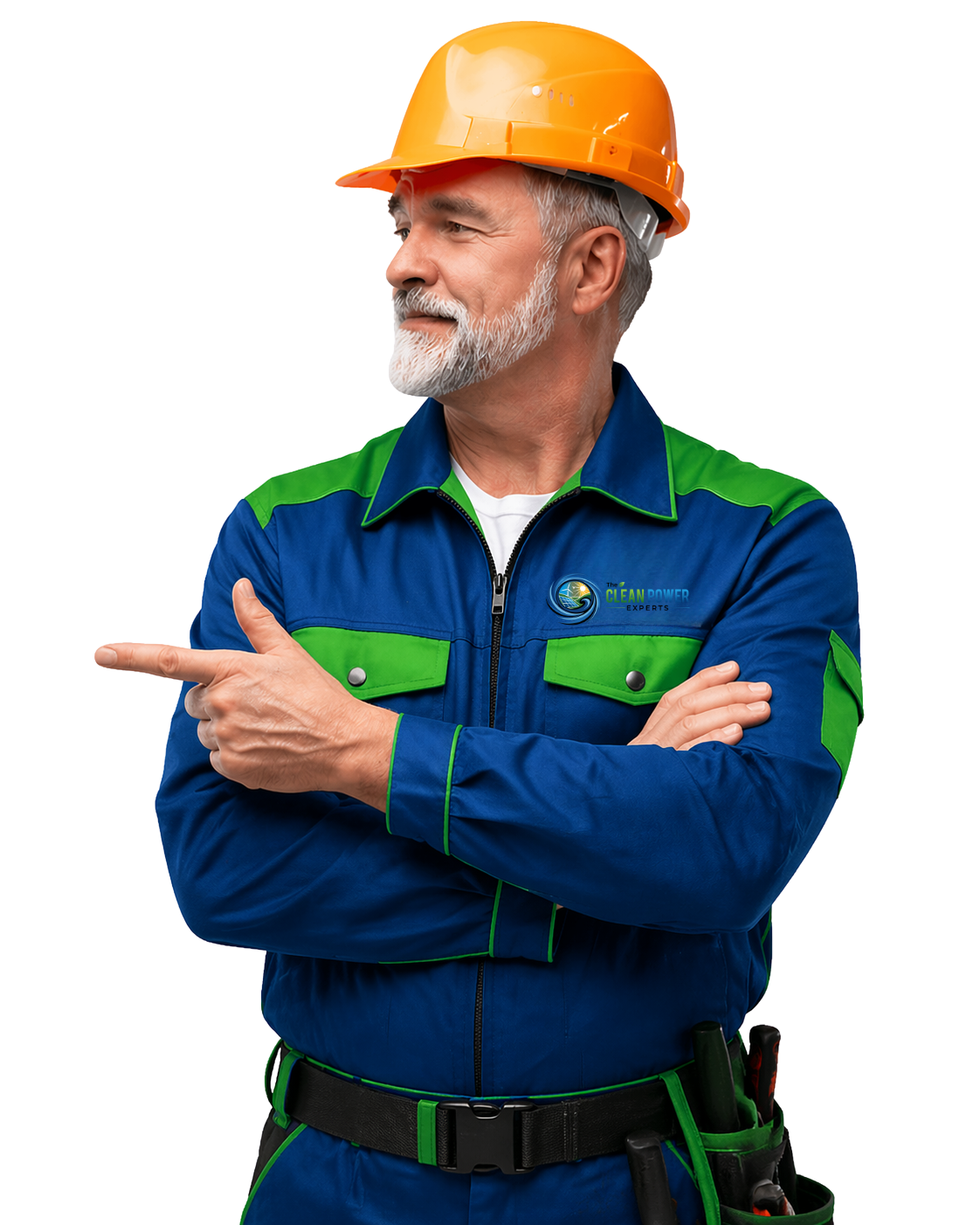 Clean Power Experts technician in branded uniform and hard hat